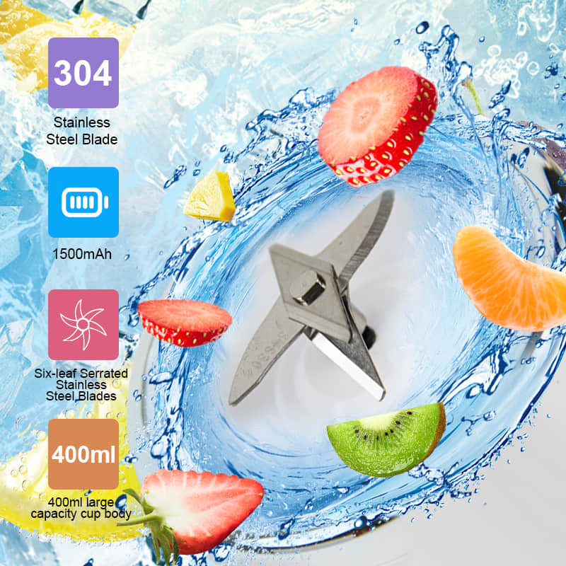 Kitchen white mini USB electric two-cup 6-Blade Juicer BDL001