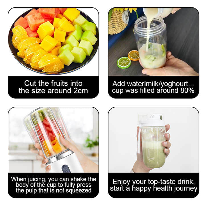 Kitchen white mini USB electric two-cup 6-Blade Juicer BDL001