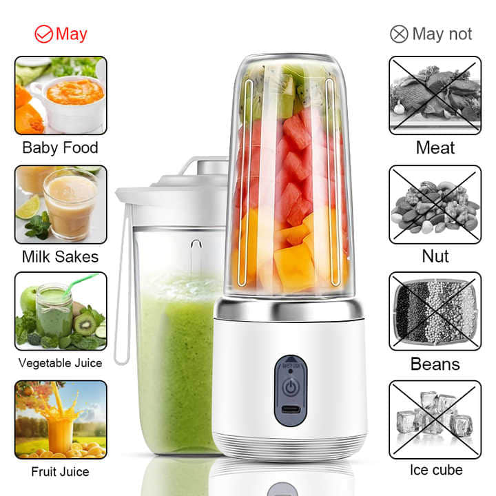 Kitchen white mini USB electric two-cup 6-Blade Juicer BDL001