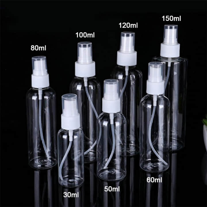 empty 30ml 50ml 100ml 120ml 150ml clear PET plastic spray bottle