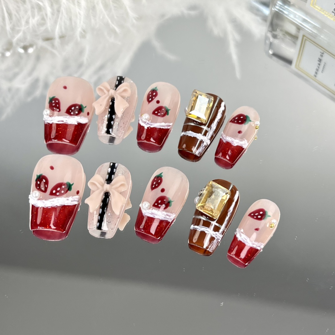 DIY nail kits Holiday-themed press on nails number 457