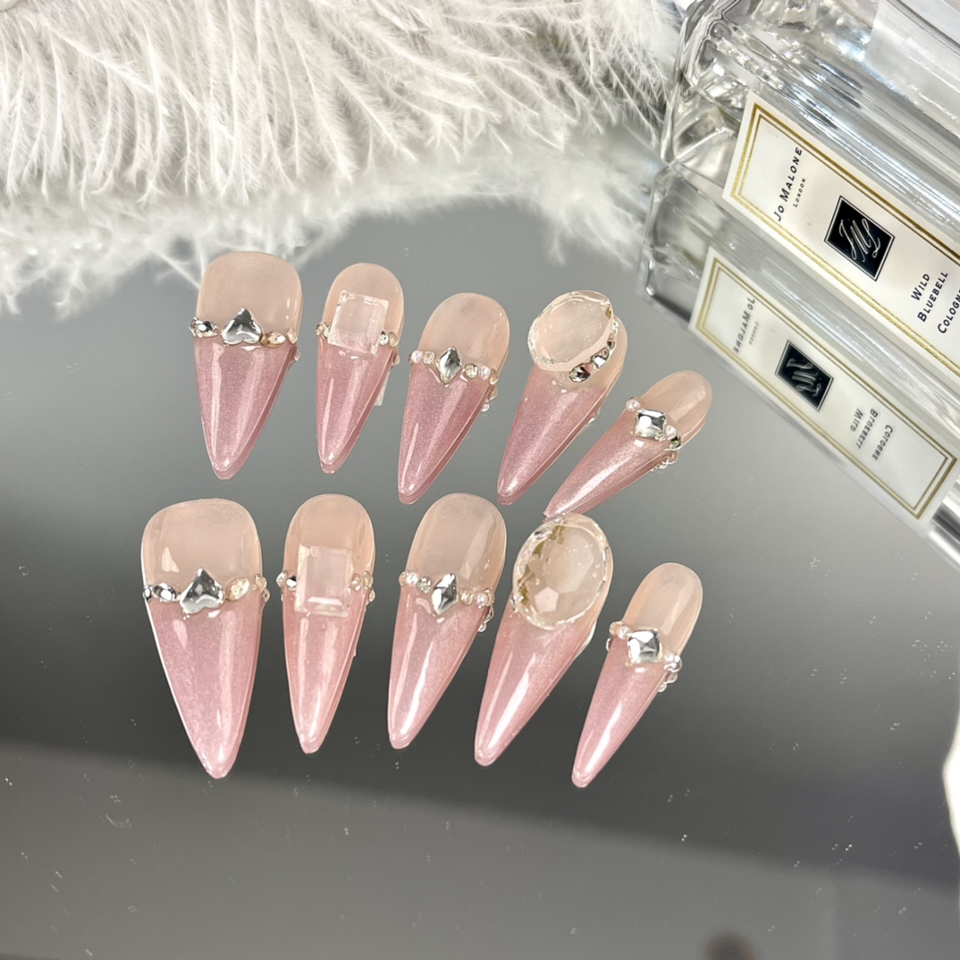 3cm Customizable Coffin Shaped Press On Nails with Glitter and Ombre Designs number 425