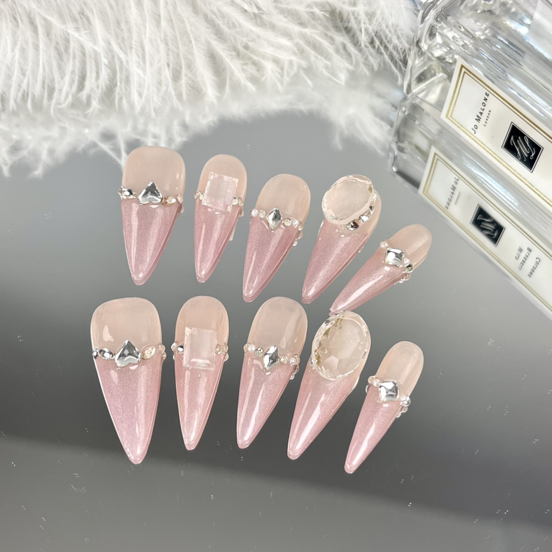 3cm Customizable Coffin Shaped Press On Nails with Glitter and Ombre Designs number 425