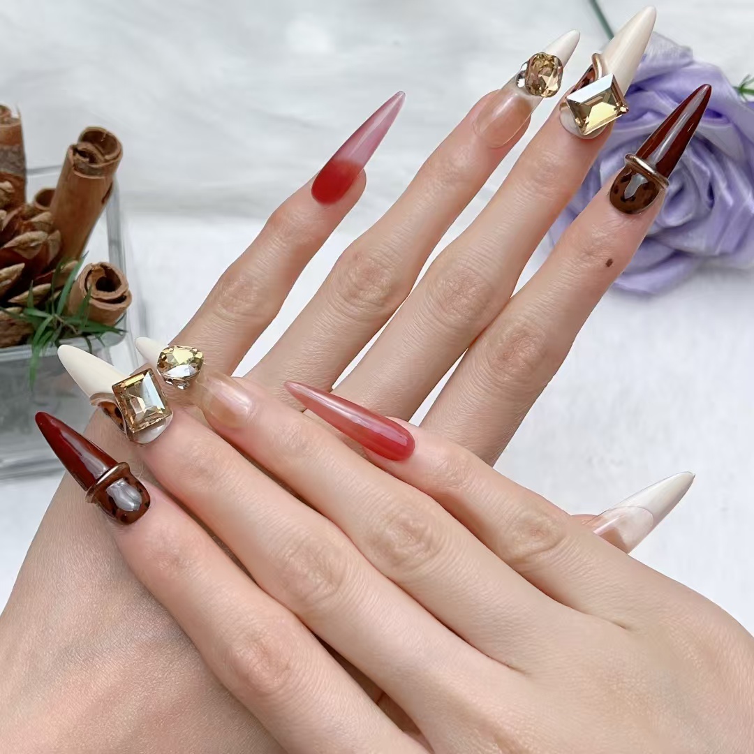 3cm Eco Friendly Vegan Press On Nails for Everyday Natural Beauty number 257