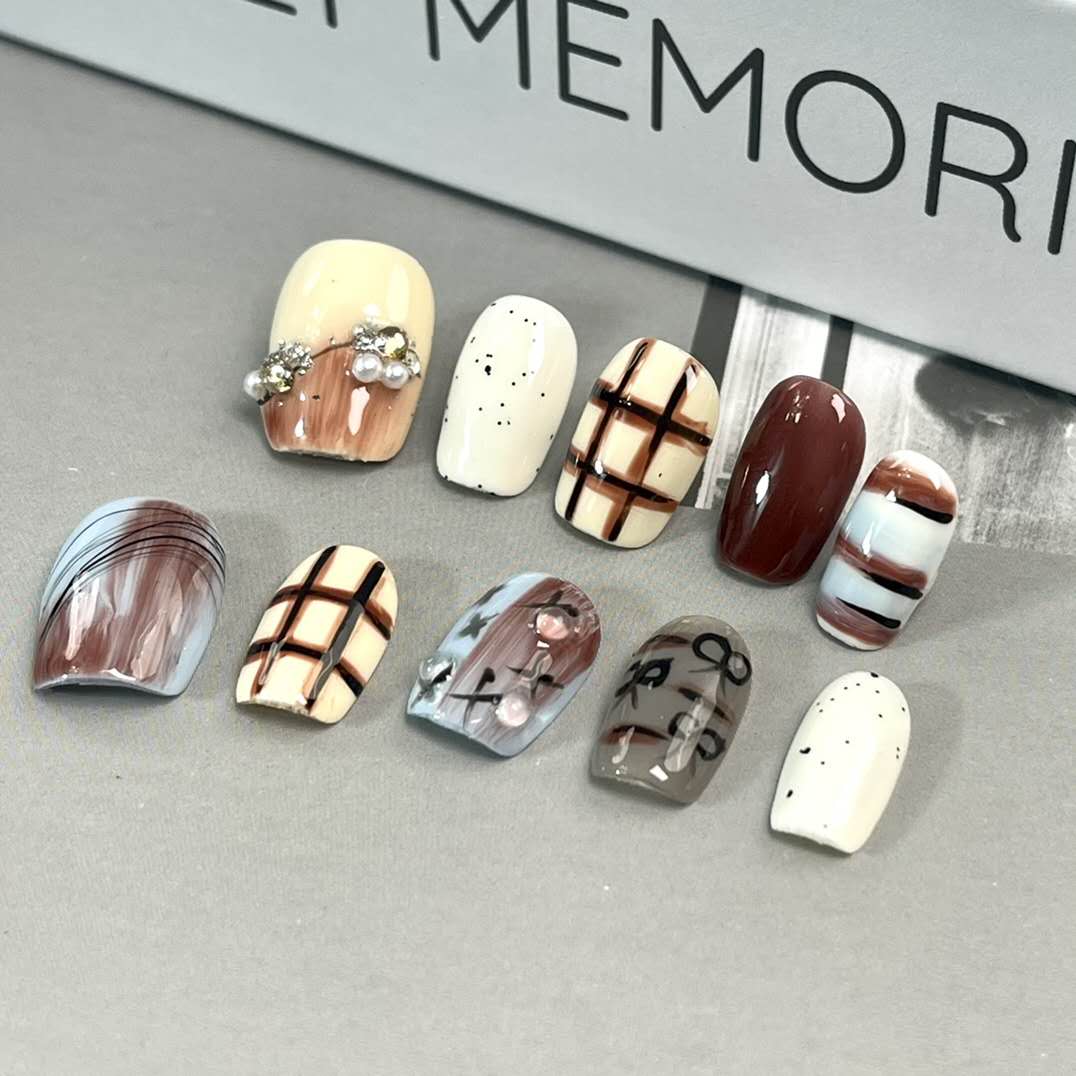 1.6cm Luxury French Tip Press On Nails for Special Occasions and Events number 476