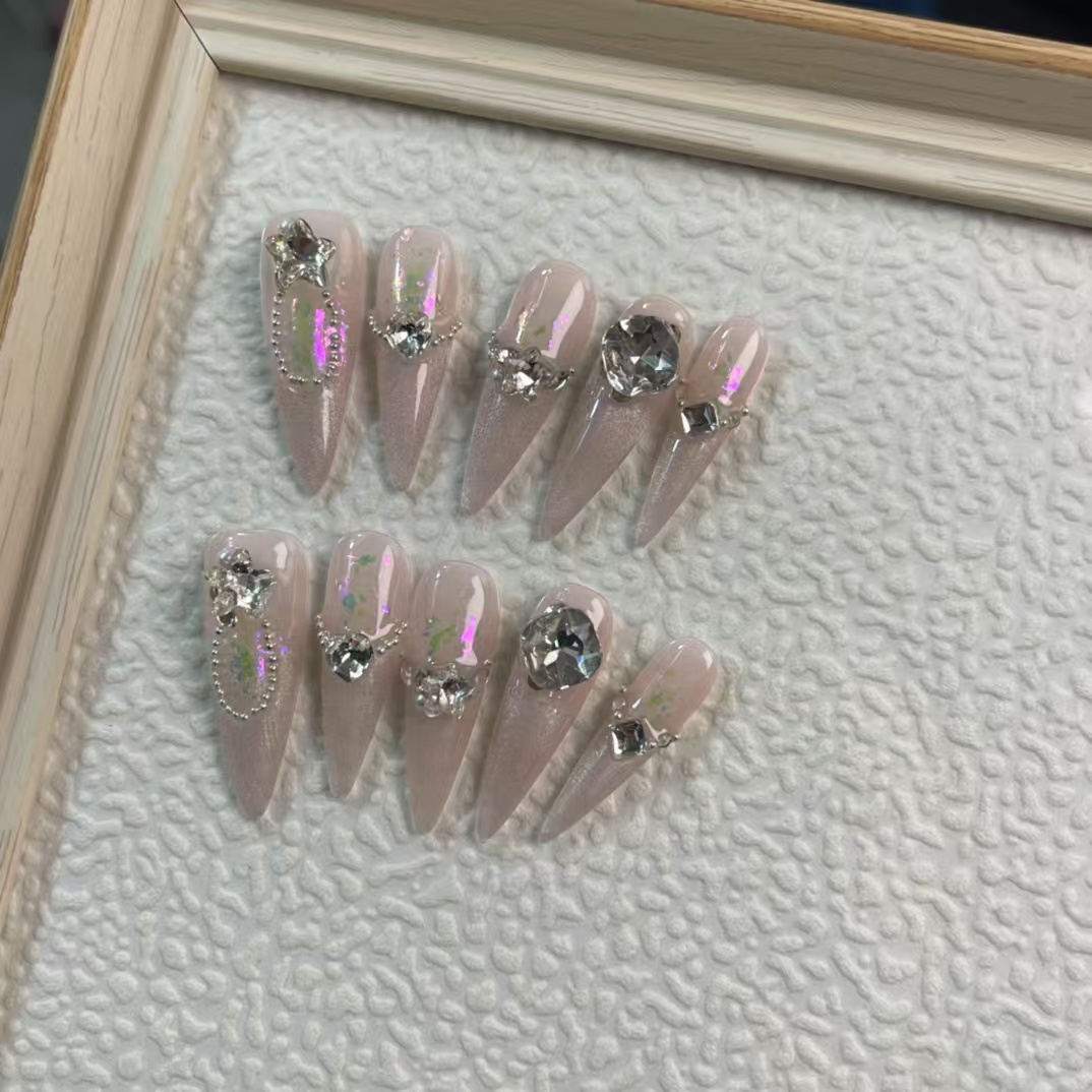 3cm Glitter Chrome artificial nails for Stylish and Eye Catching Evening Wear number 469