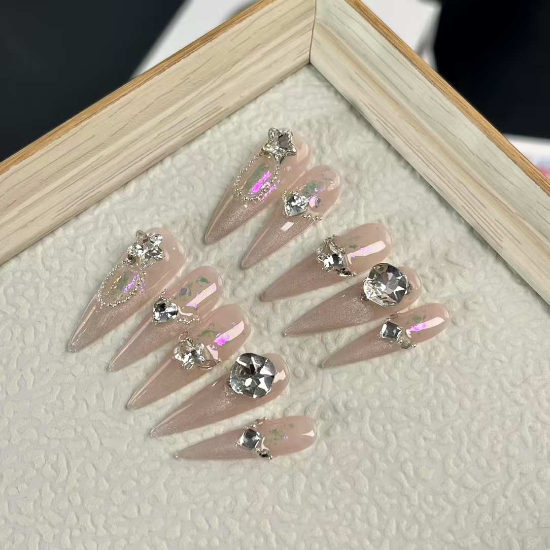 3cm Glitter Chrome artificial nails for Stylish and Eye Catching Evening Wear number 469