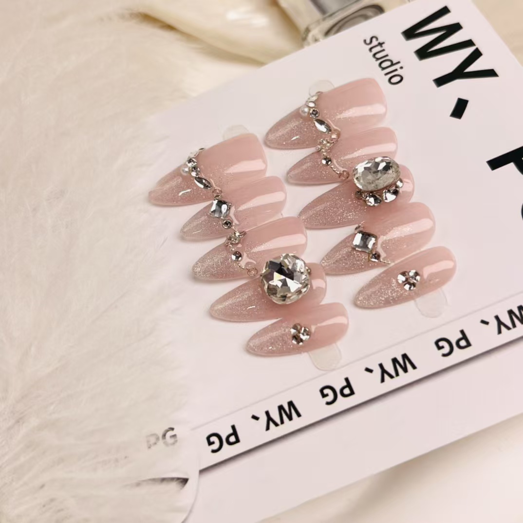 2.5cm TikTok Famous Coffin Shaped press on Nails with Holographic and Glitter Options number 427