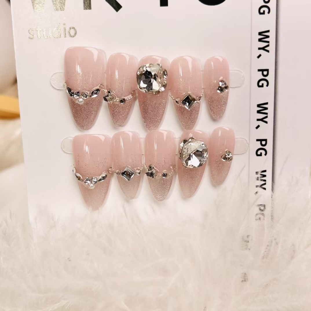2.5cm TikTok Famous Coffin Shaped press on Nails with Holographic and Glitter Options number 427