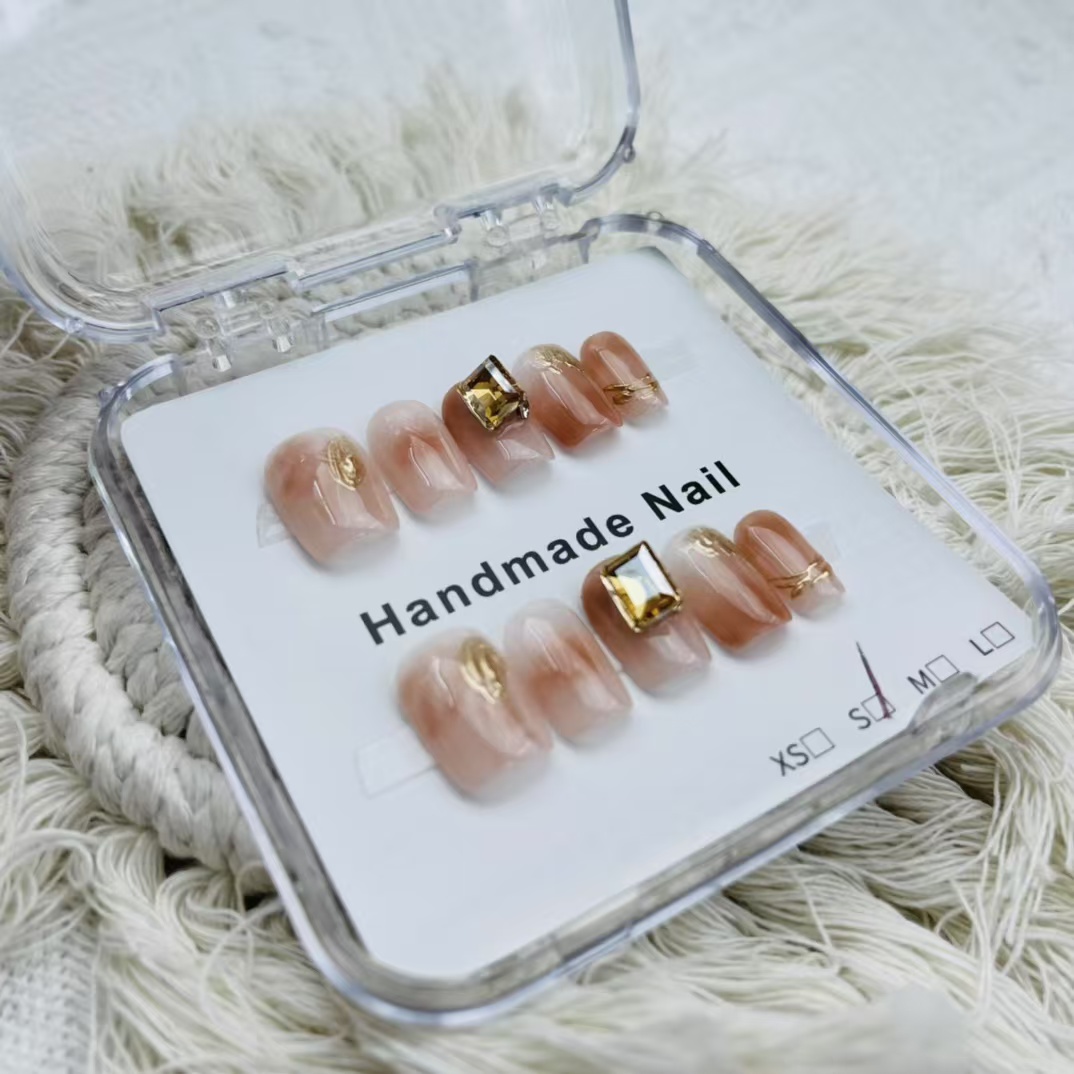 1.6cm Durable Coffin Shaped press on Nails for Long Lasting Beautiful Hands number 404