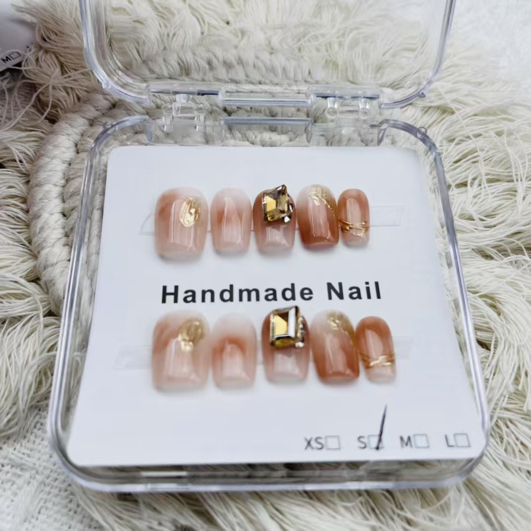 1.6cm Durable Coffin Shaped press on Nails for Long Lasting Beautiful Hands number 404