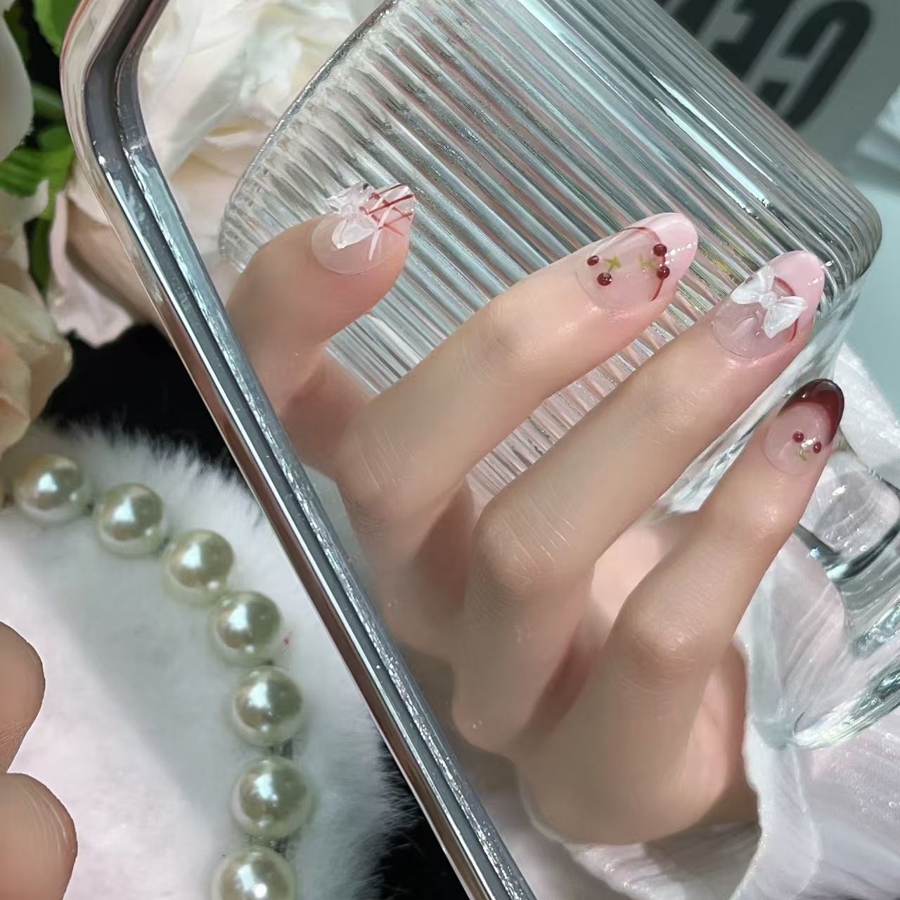 1.6cm Premium Press On Nails for Weddings or Elegant Events number 364