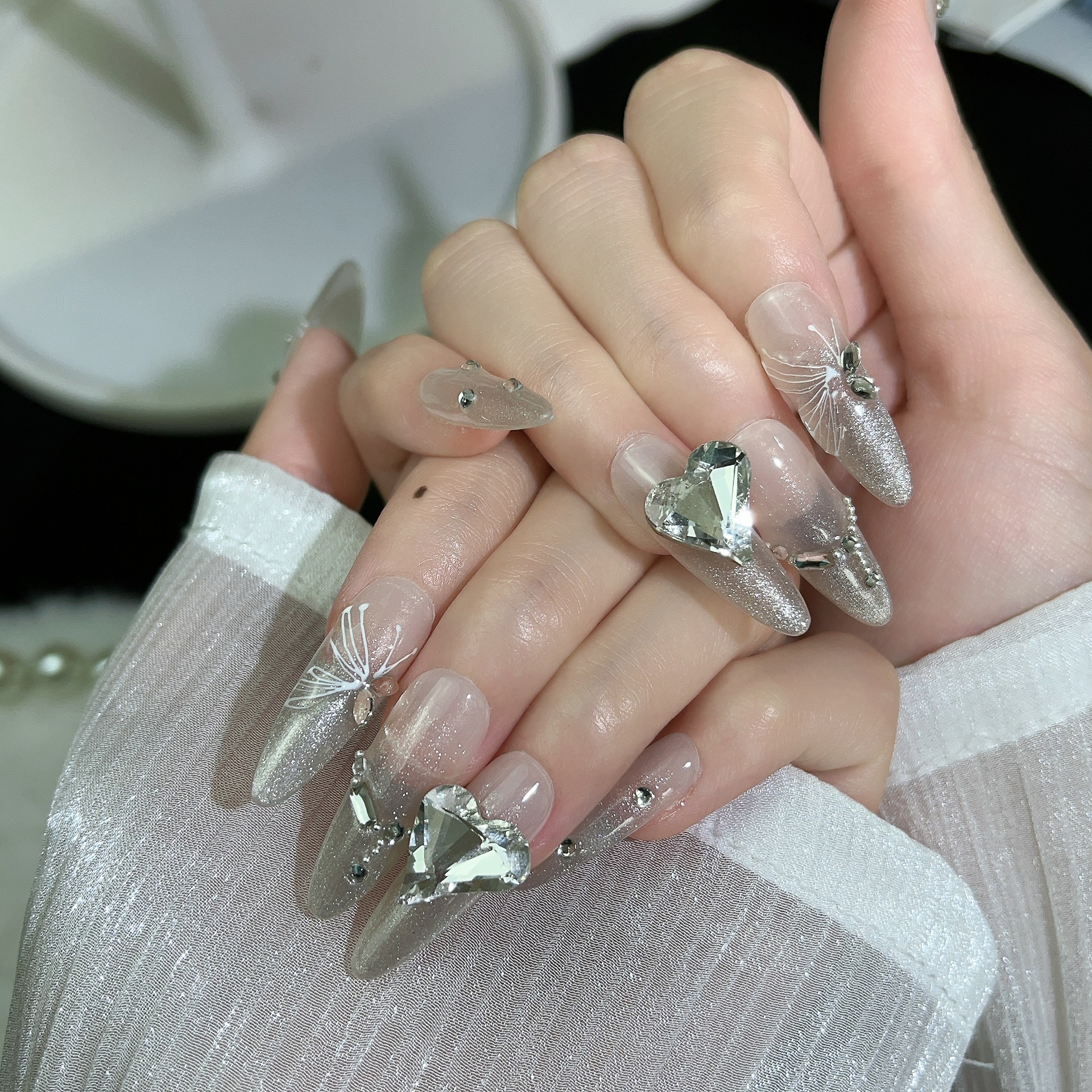 3cm Classic French Tip Press On Nails for Timeless Elegance number 332