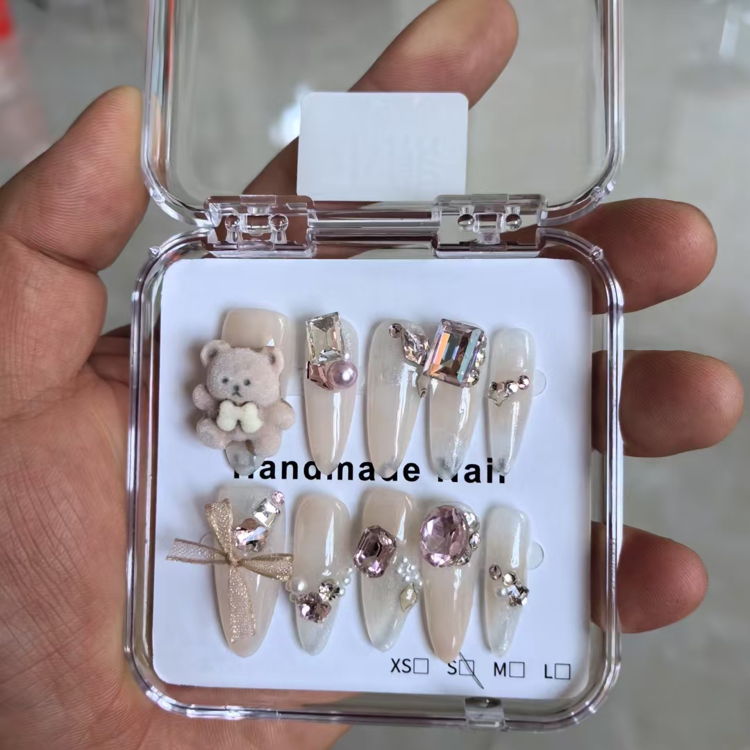 3cm Valentine’s Day Press On Nails with Romantic Heart Patterns number 300