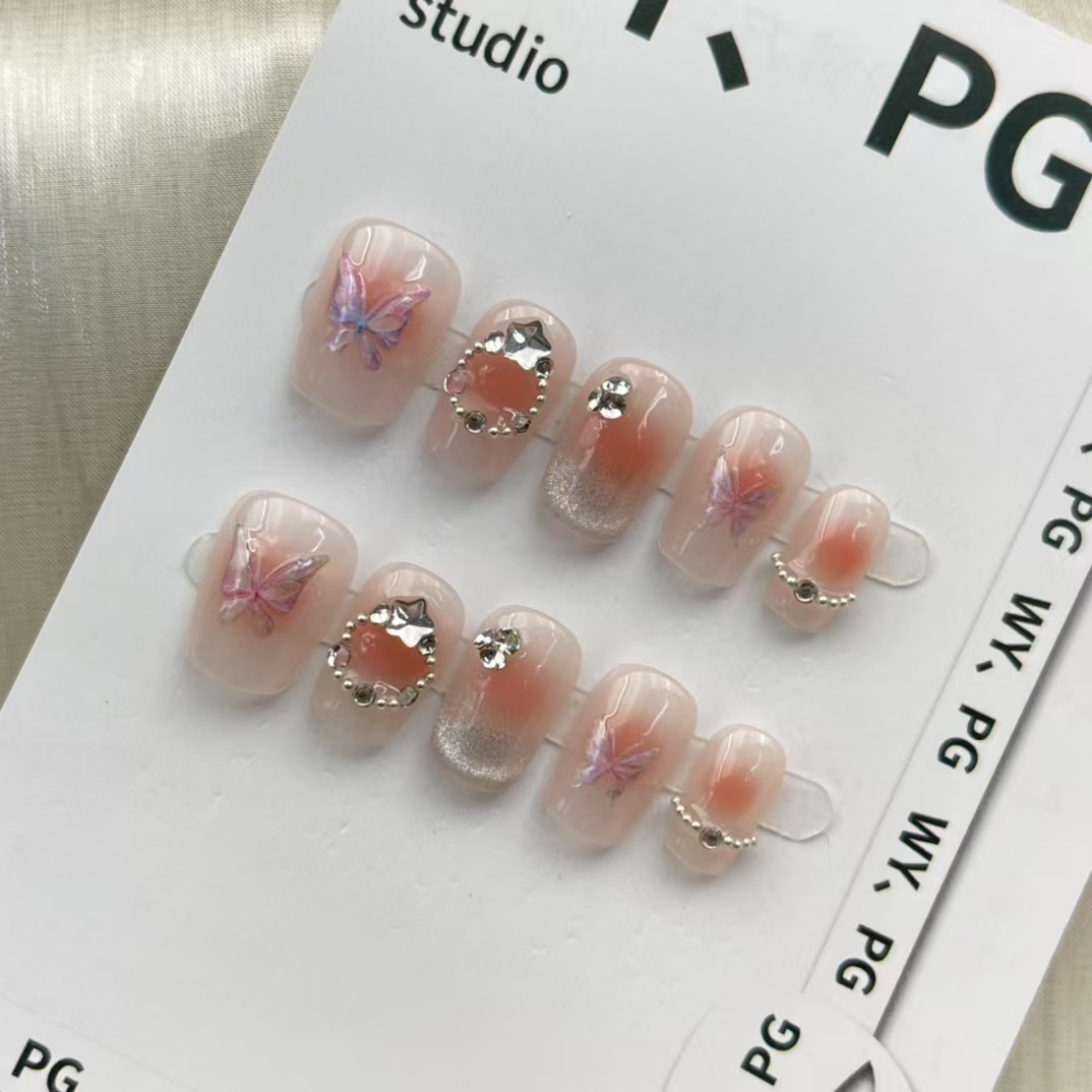 1.6cm Premium Press On Nails with Unique Art Designs number 189