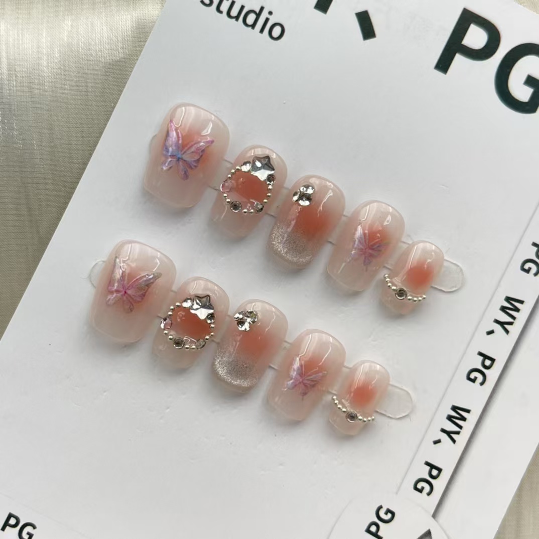 1.6cm Premium Press On Nails with Unique Art Designs number 189