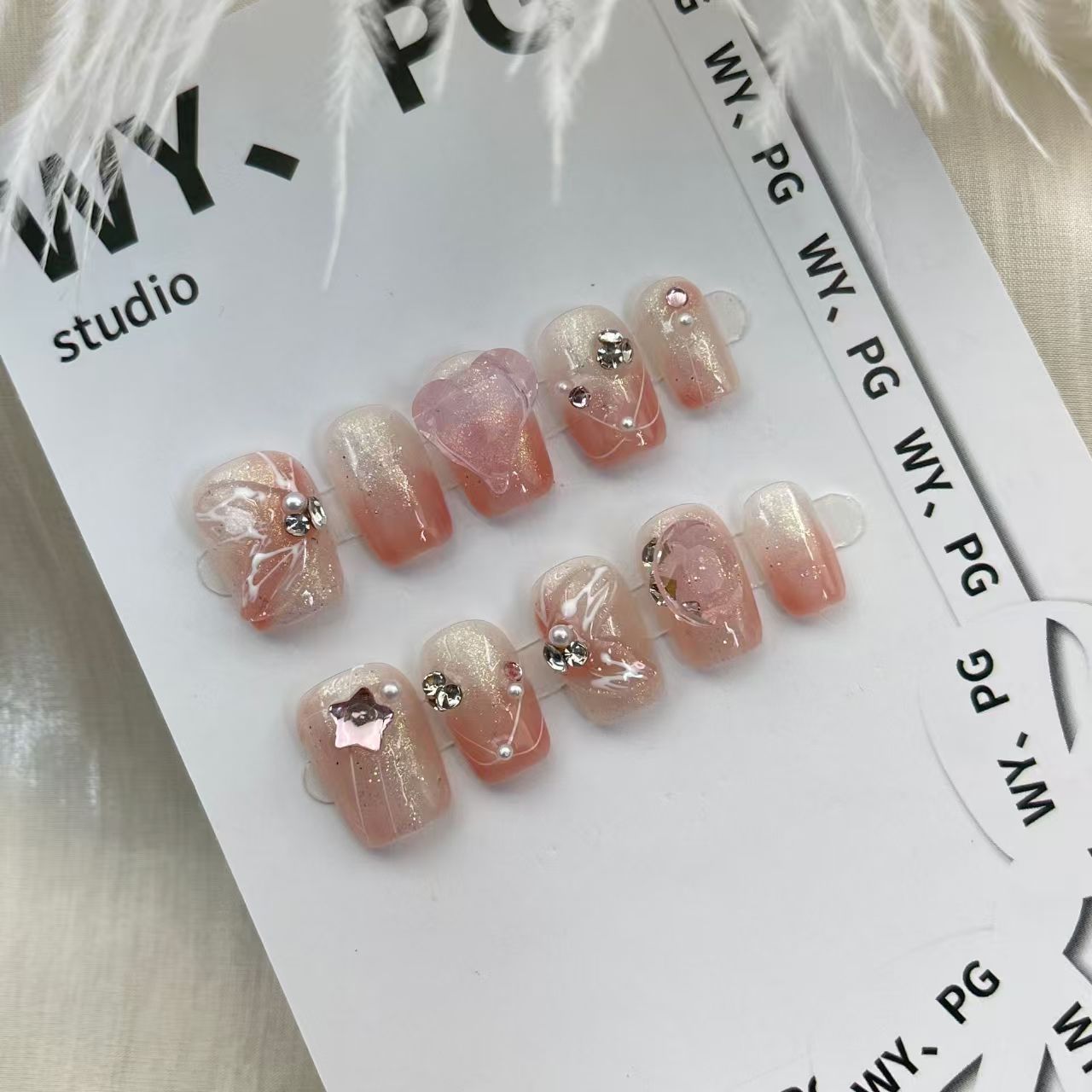 1.6cm Neon Press-On Nails with Vibrant Colorblock Designs number 166