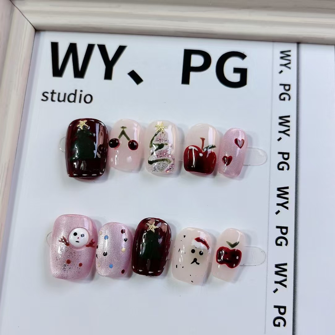 1.6cm High-Shine French Tip Press-On Nails for Elegant Results number 529