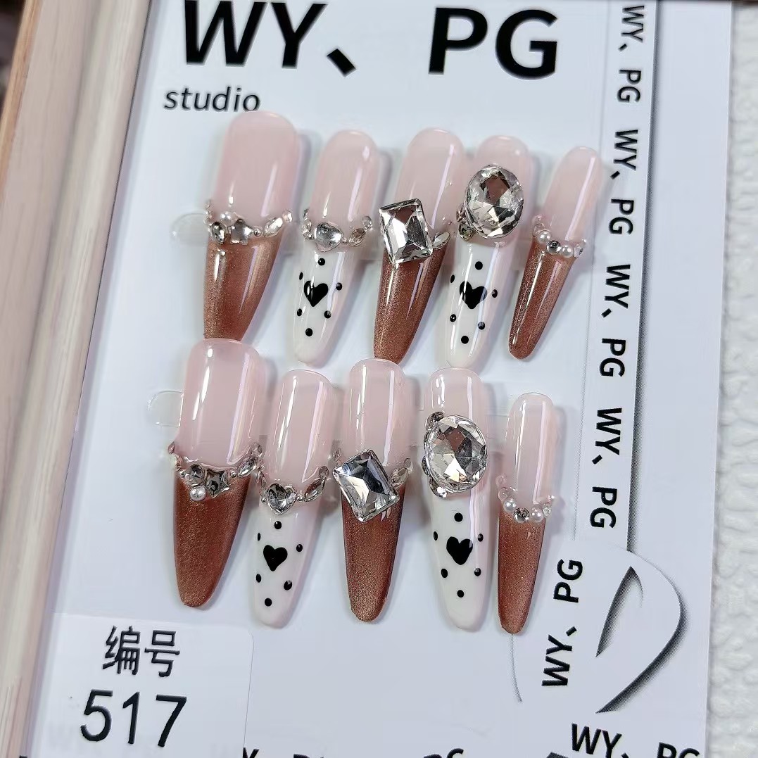 Jelly texture press-on nails for a glossy look number 517