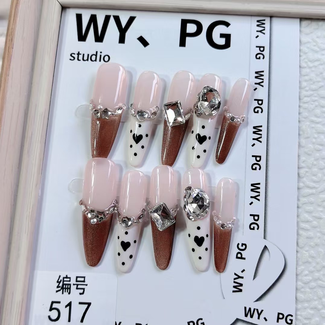 Jelly texture press-on nails for a glossy look number 517