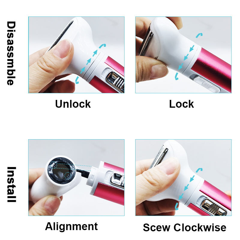 Rechargeable 5 in 1 Lady Razor Facial Nose Eyebrows Body Hair Trimmer XD-3011