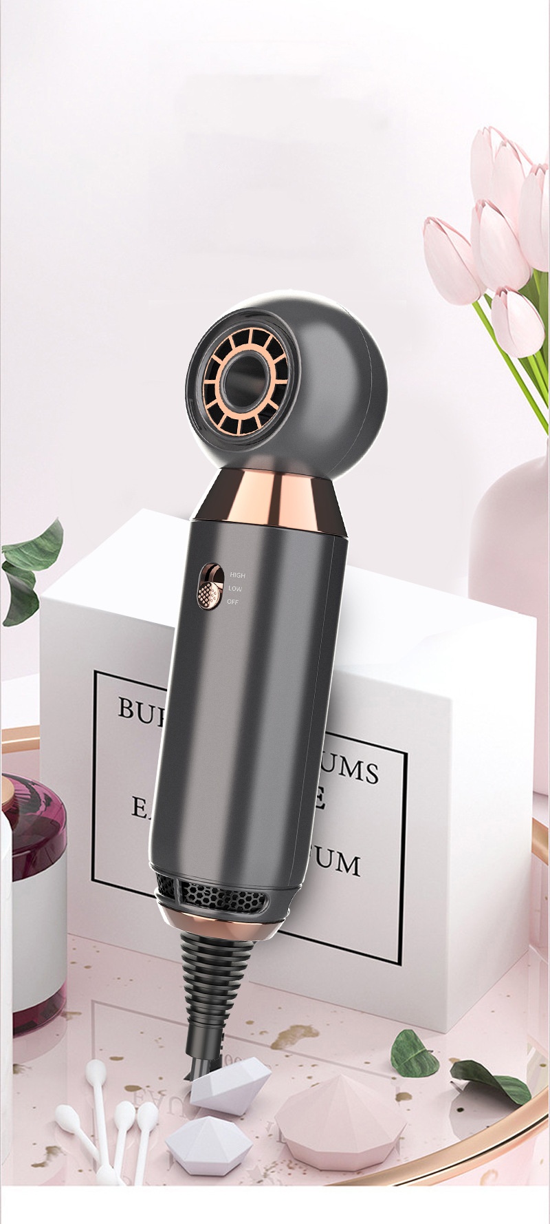Bladeless Mini Hair Dryer Portable Travel Blow Dryer Wall Mounted Hotel Hair Dryer Compact and Light