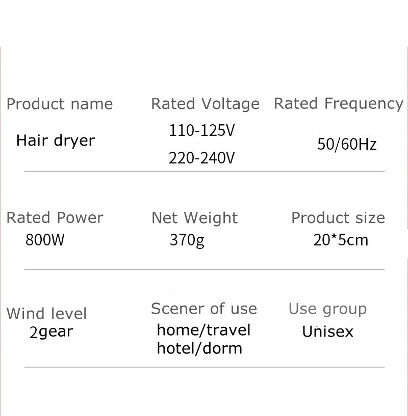 Bladeless Mini Hair Dryer Portable Travel Blow Dryer Wall Mounted Hotel Hair Dryer Compact and Light