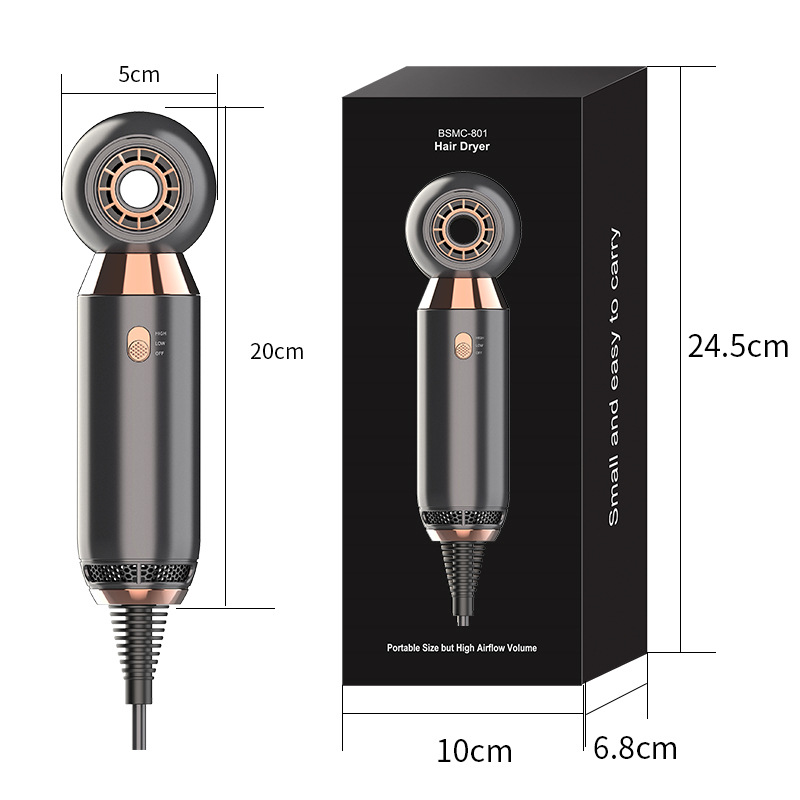 Bladeless Mini Hair Dryer Portable Travel Blow Dryer Wall Mounted Hotel Hair Dryer Compact and Light