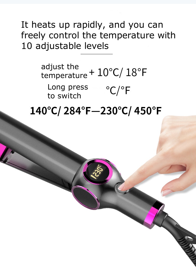 Spiral Ceramic Glaze Plate 10-Level Temperature Control Straightener and Curler Dual-Use Hair tool Spiral Ceramic Glaze Plate 10-Level Temperature Control Straightener and Curler Dual-Use Hair tool