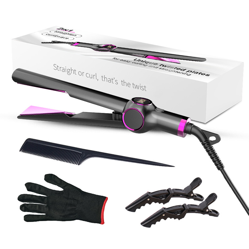 Spiral Ceramic Glaze Plate 10-Level Temperature Control Straightener and Curler Dual-Use Hair tool