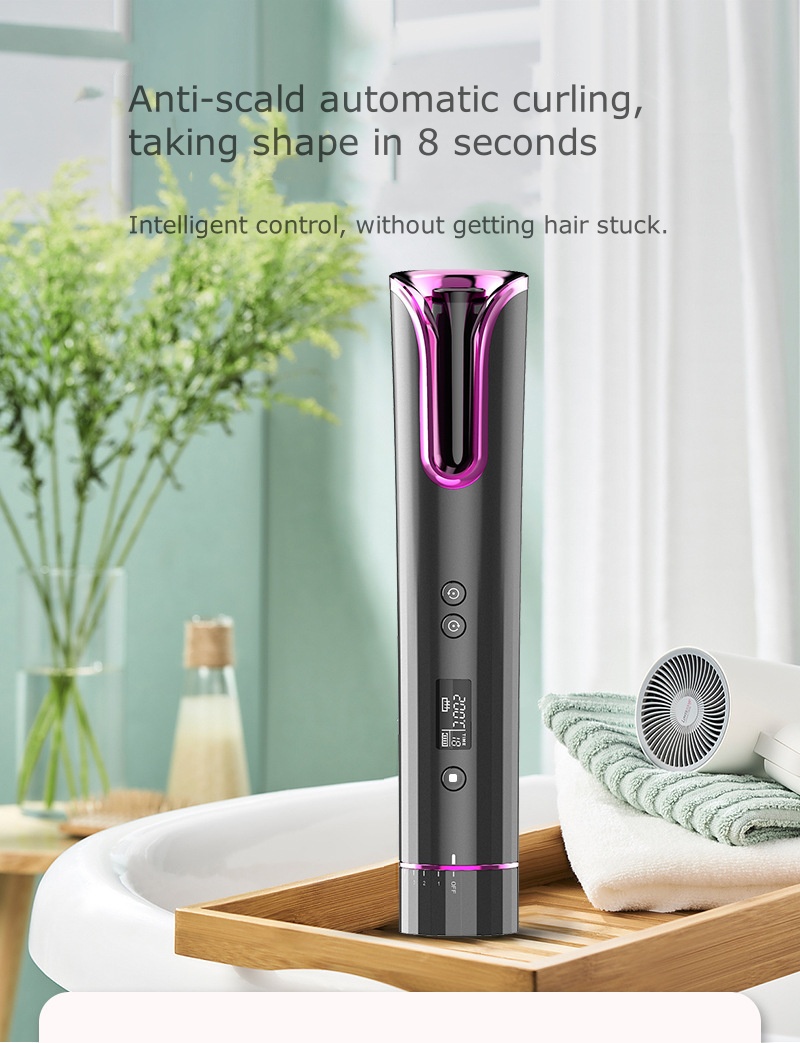 Portable Wireless Automatic Curling Iron - USB Rechargeable, Smart LCD, Multi-Functional for Travel