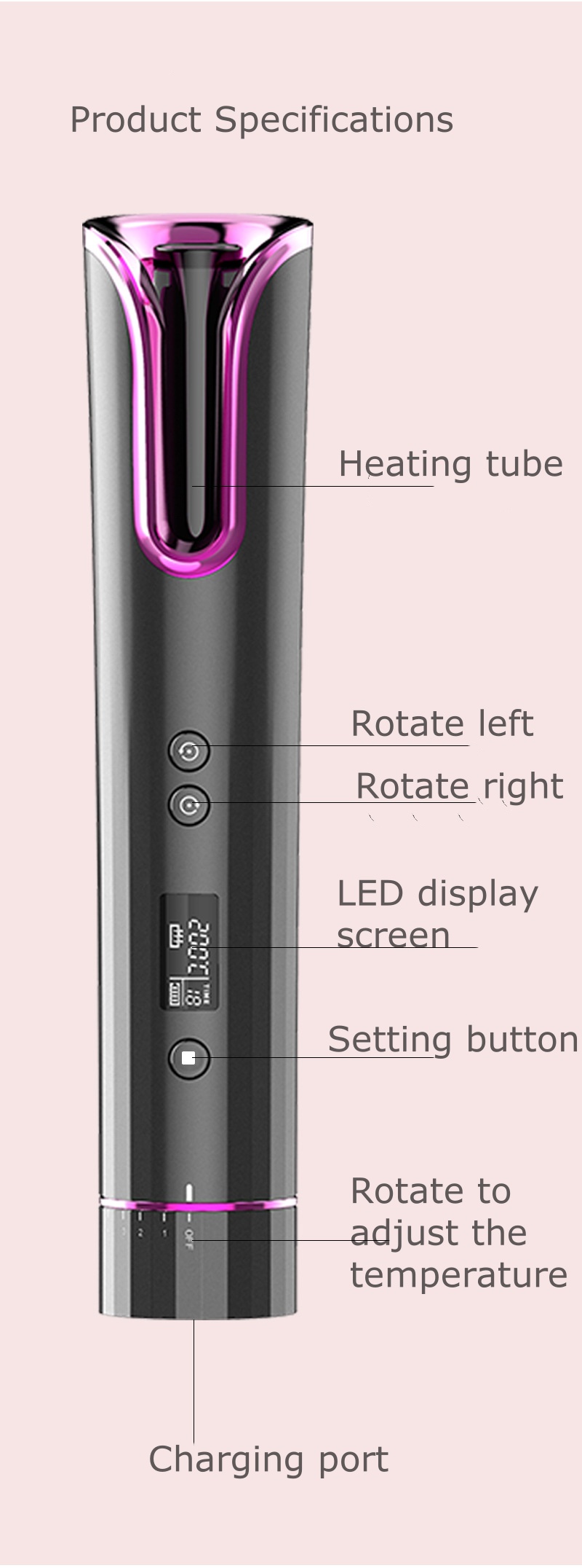 Portable Wireless Automatic Curling Iron - USB Rechargeable, Smart LCD, Multi-Functional for Travel