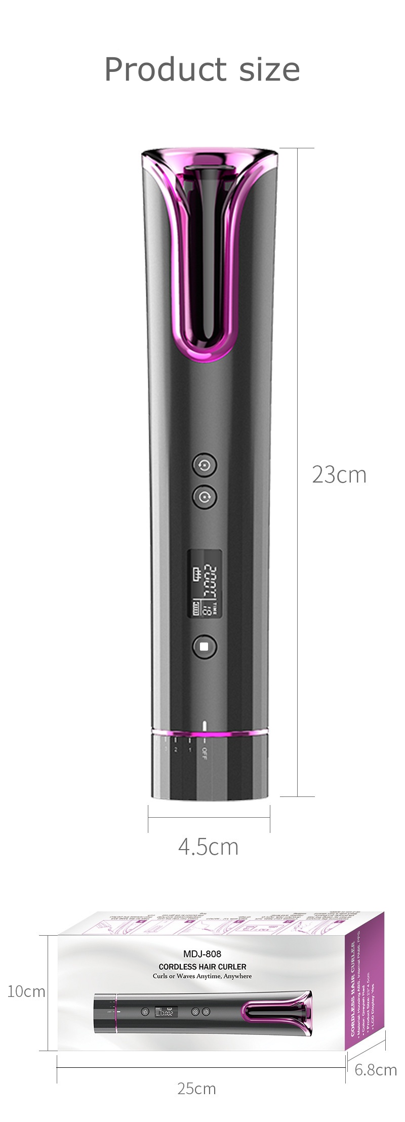 Portable Wireless Automatic Curling Iron - USB Rechargeable, Smart LCD, Multi-Functional for Travel