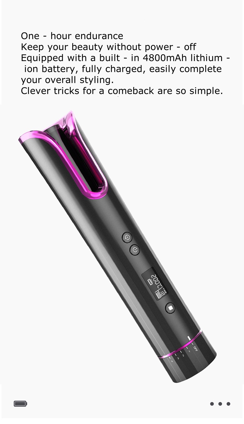 Portable Wireless Automatic Curling Iron - USB Rechargeable, Smart LCD, Multi-Functional for Travel