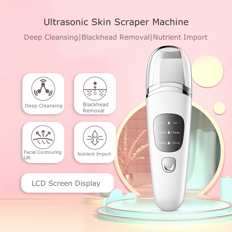 Ultrasonic Skin Scrubber with LCD Display - Exfoliating Dead Skin Remover & Facial Beauty Device