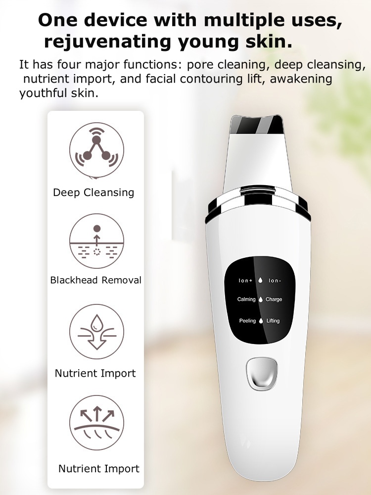 Ultrasonic Skin Scrubber with LCD Display - Exfoliating Dead Skin Remover & Facial Beauty Device