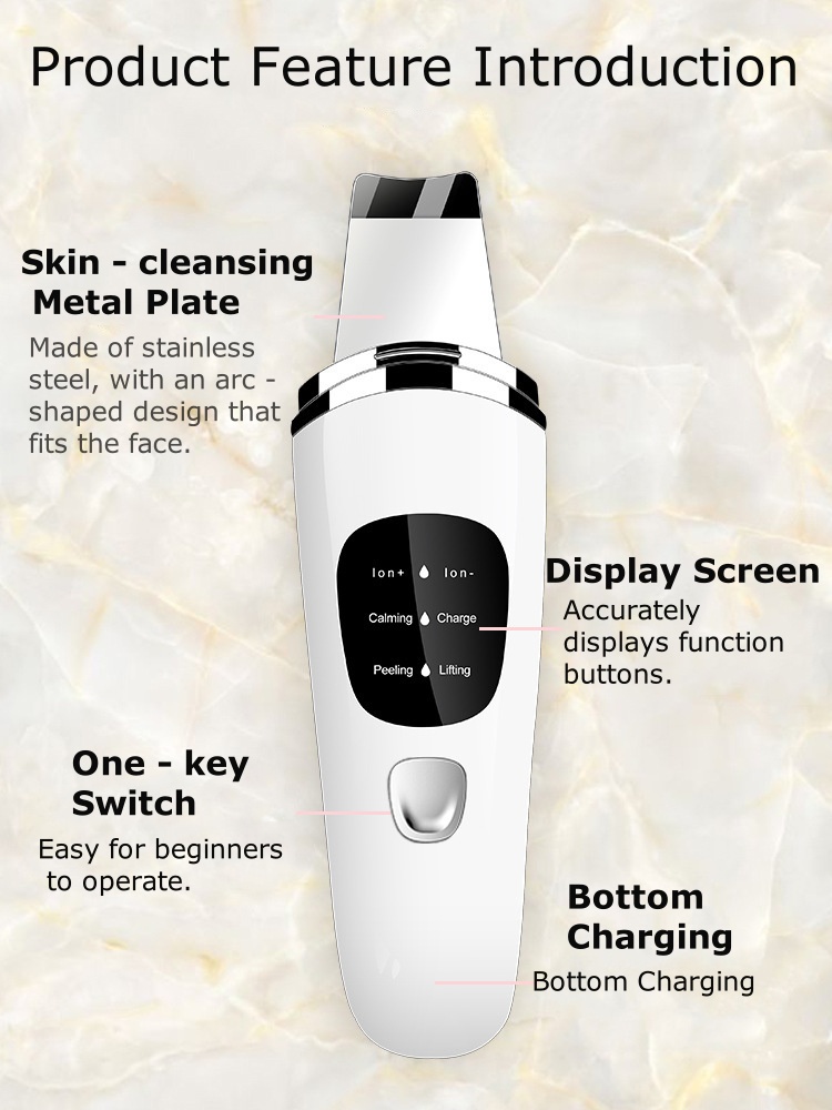 Ultrasonic Skin Scrubber with LCD Display - Exfoliating Dead Skin Remover & Facial Beauty Device