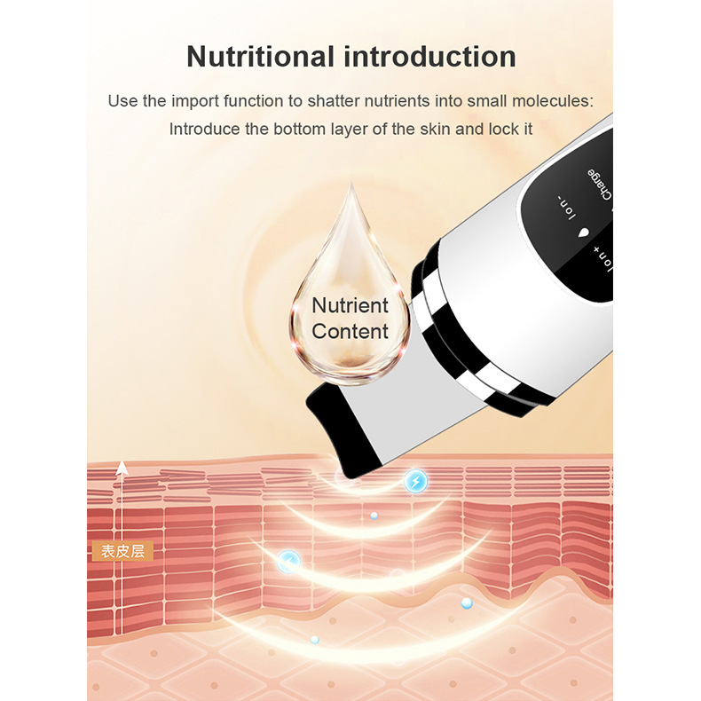 Ultrasonic Skin Scrubber with LCD Display - Exfoliating Dead Skin Remover & Facial Beauty Device