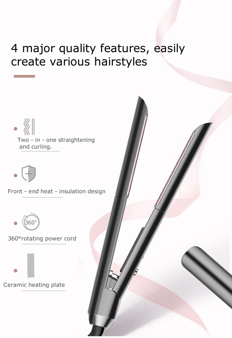 Affordable 2-in-1 Hair Straightener and Curler - Safe One-Button Temperature Control for Damage-Free Affordable 2-in-1 Hair Straightener and Curler - Safe One-Button Temperature Control for Damage-Free