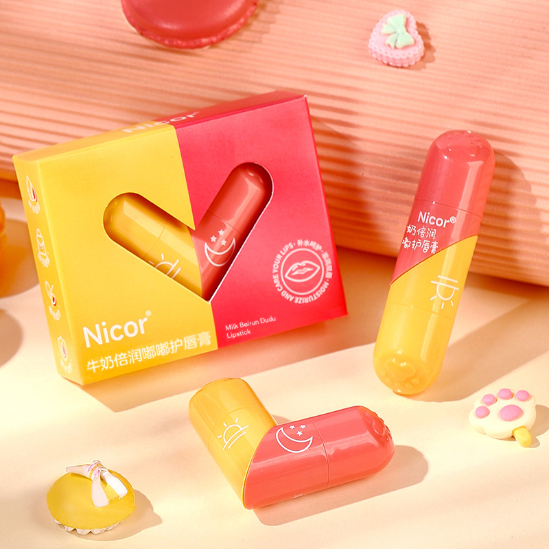 Heart-Shaped Milk Lip Balm - Hydrating & Moisturizing Fruity Lip Care for Men and Women Couples
