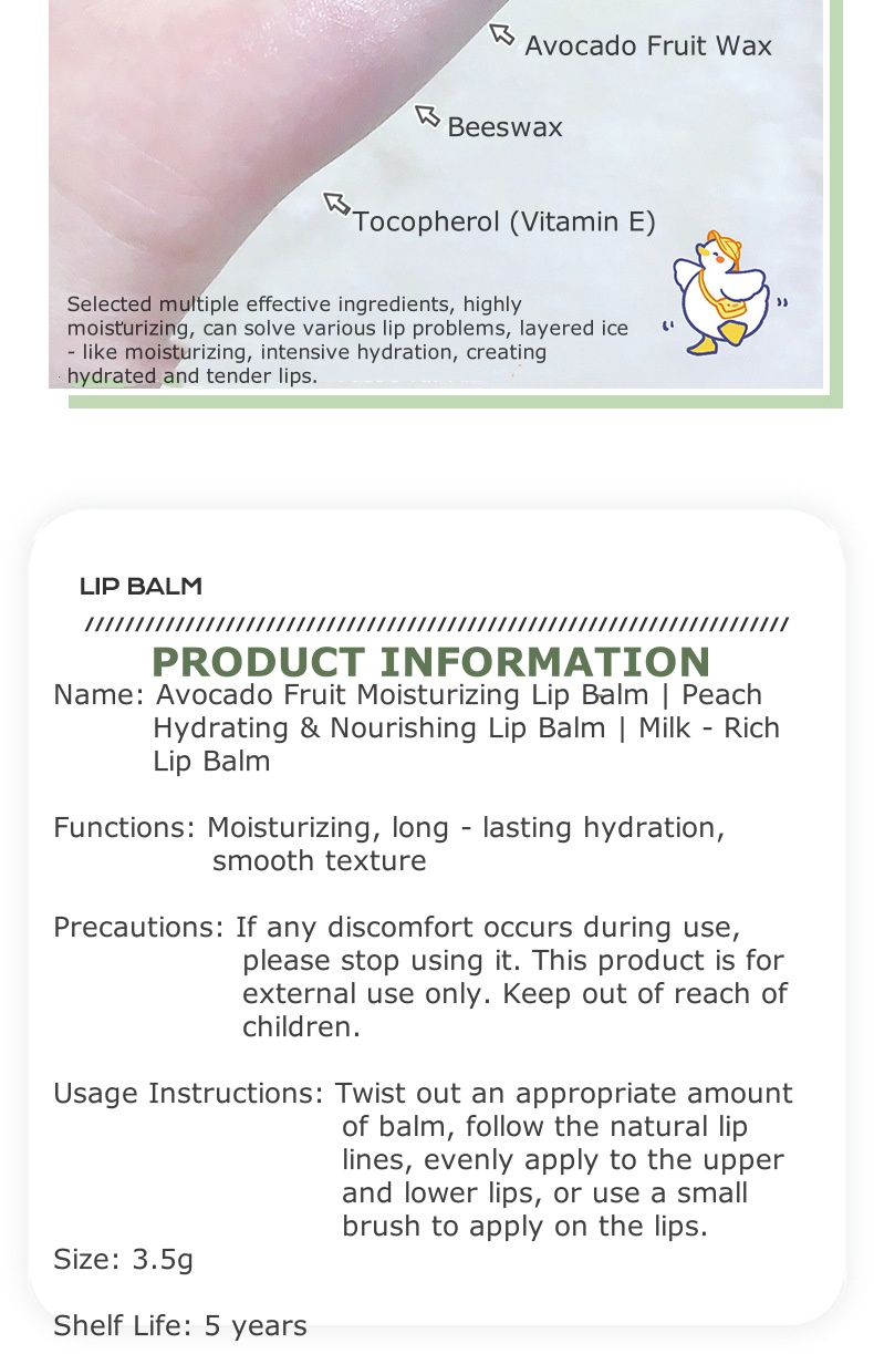 Fruity Hydrating Lip Balm - Moisturizing Lip Care for Fine Lines & Dryness Prevention