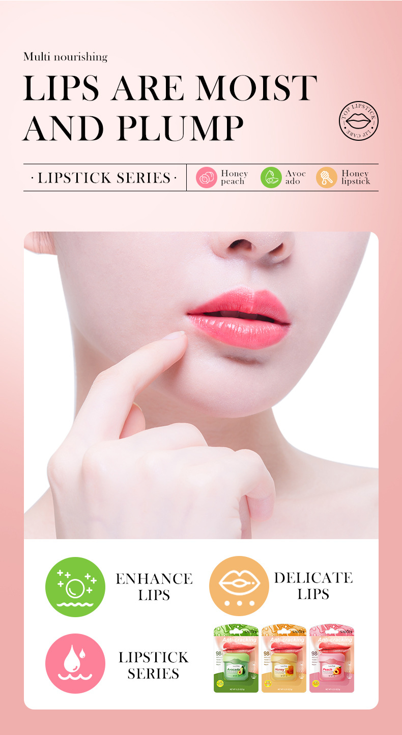 SADOER Honey Lip Balm Moisturizing Lip Care for Fall and Winter Prevents Dryness
