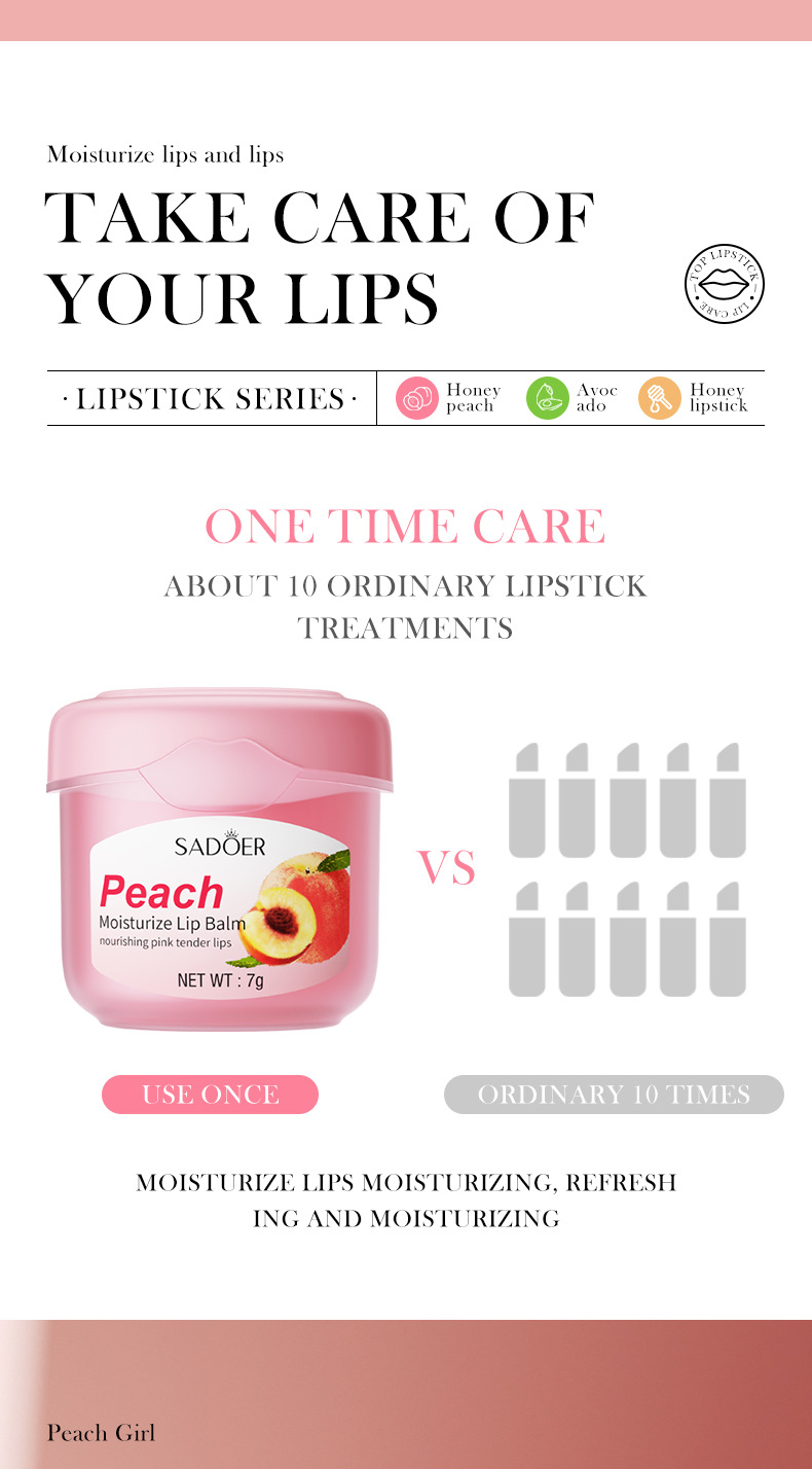 SADOER Honey Lip Balm Moisturizing Lip Care for Fall and Winter Prevents Dryness