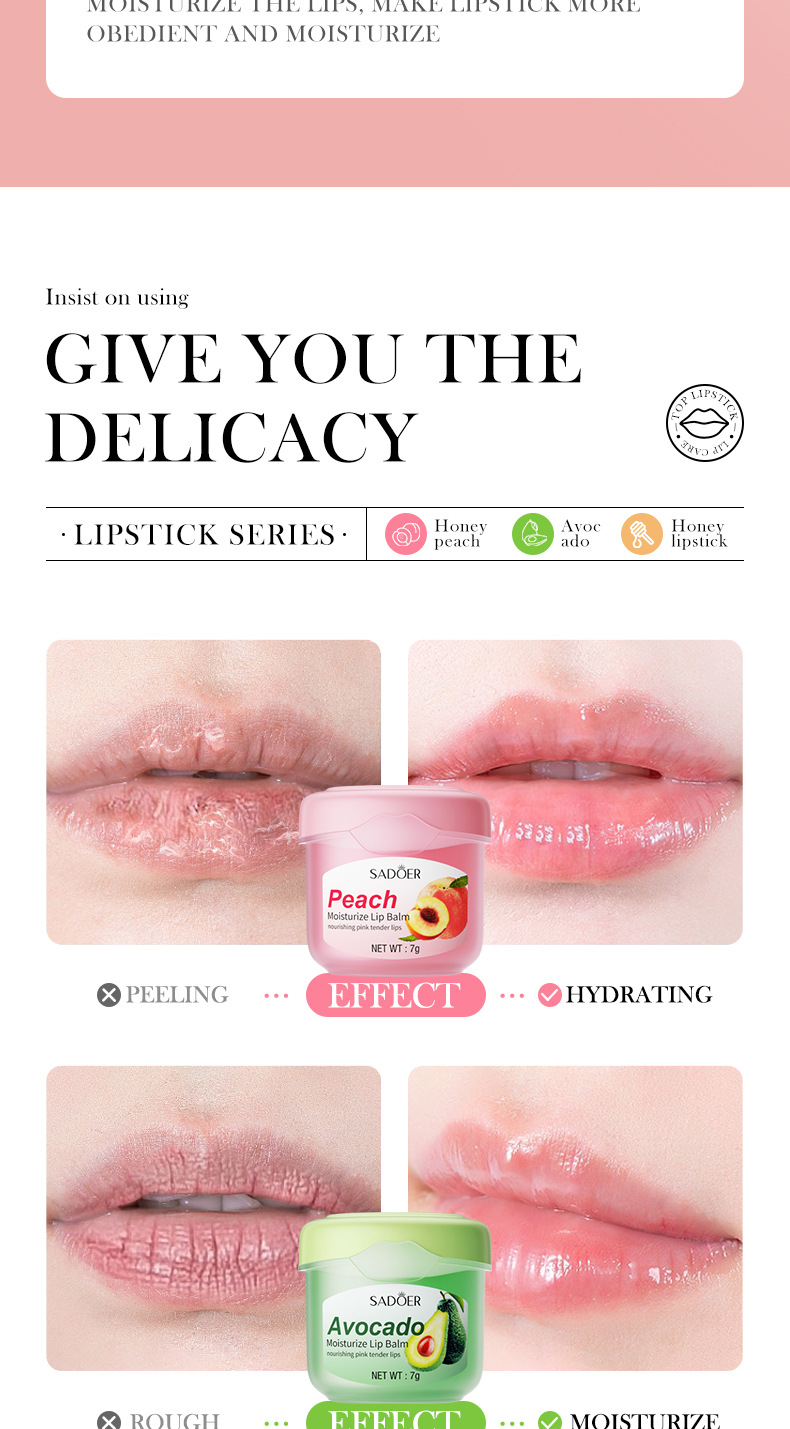 SADOER Honey Lip Balm Moisturizing Lip Care for Fall and Winter Prevents Dryness