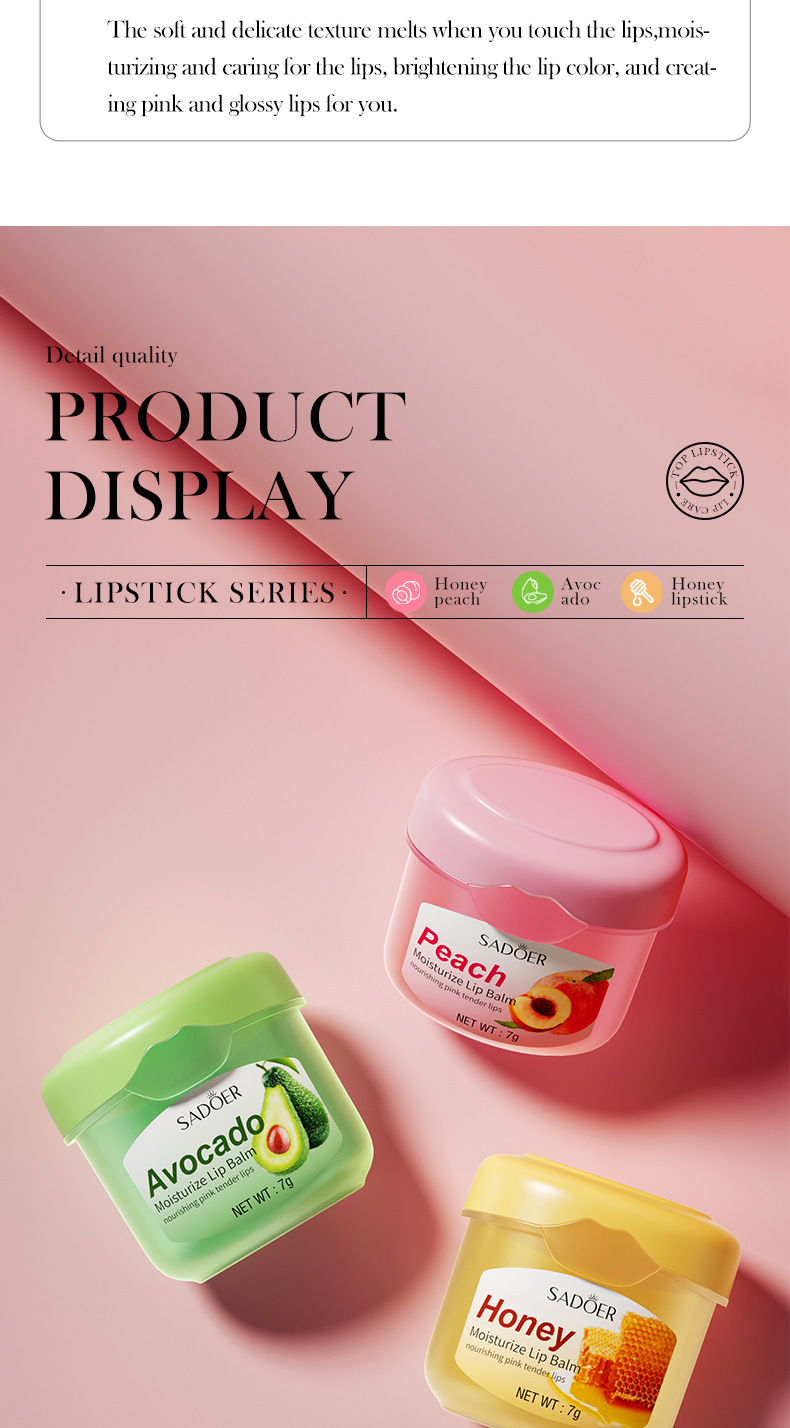 SADOER Honey Lip Balm Moisturizing Lip Care for Fall and Winter Prevents Dryness