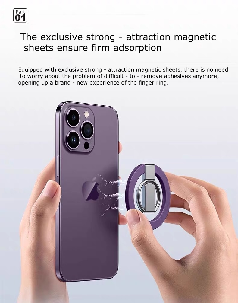  MagSafe Ultra-Thin Magnetic Phone Ring Holder – Foldable Zinc Alloy Stand