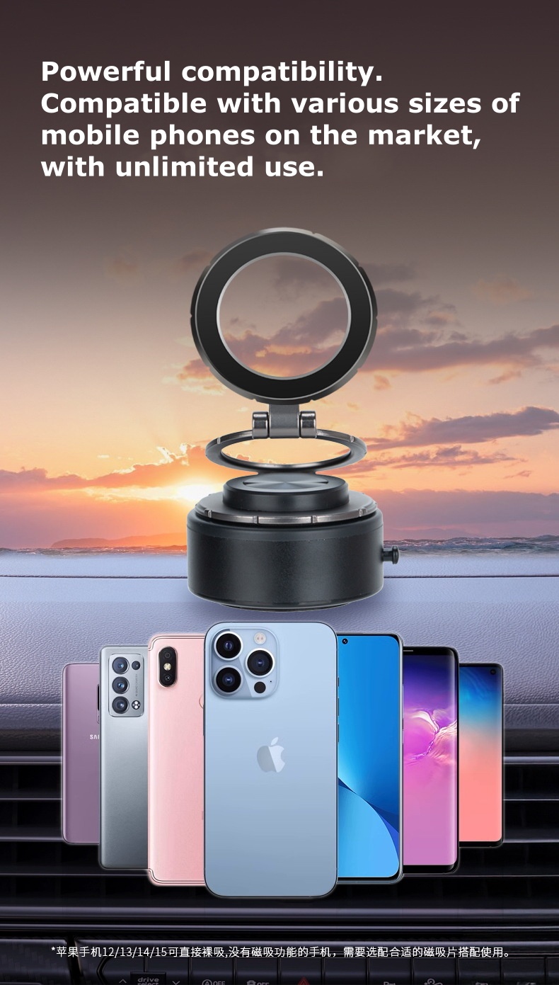 Magnetic Telescopic Car Phone Holder - Vacuum Suction Tech for GPS Navigation CZF-C502