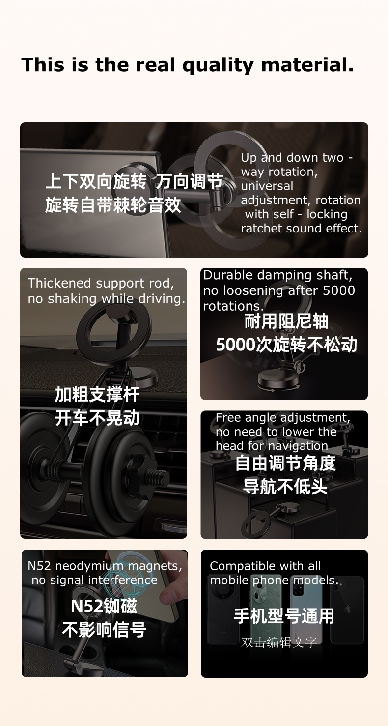 Foldable Magnetic Car Phone Holder - Anti-Shake Suction Cup Mount for Universal GPS Navigation F122