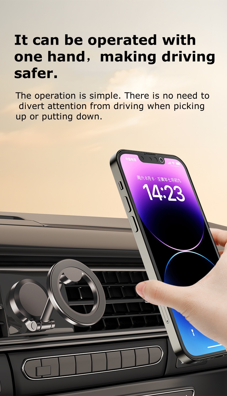 Foldable Magnetic Car Phone Holder - Anti-Shake Suction Cup Mount for Universal GPS Navigation F122