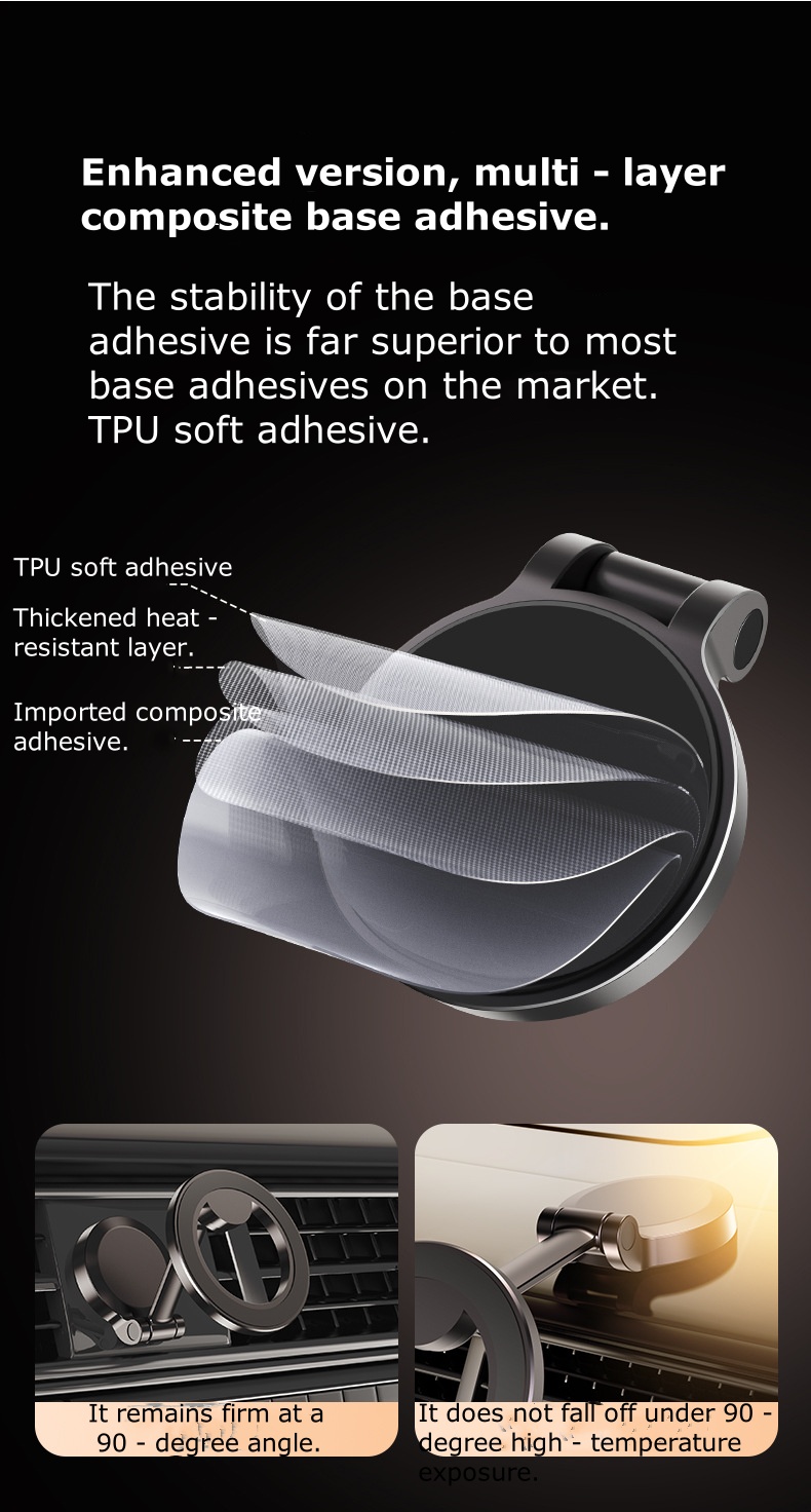 Foldable Magnetic Car Phone Holder - Anti-Shake Suction Cup Mount for Universal GPS Navigation F122